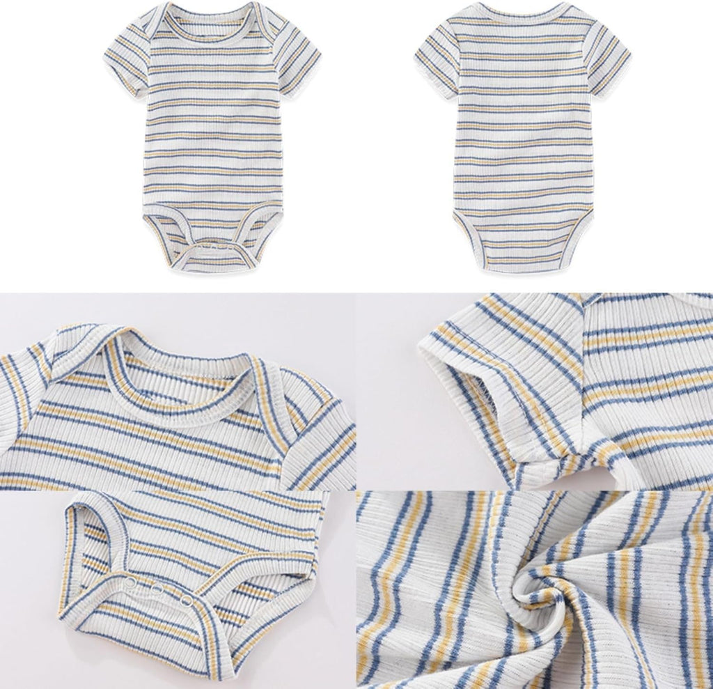 Four Seasons Baby Boy Girl Bodysuits 5-Pack Cotton Comfort Short Sleeve Baby Clothes Soft Infant Outfits