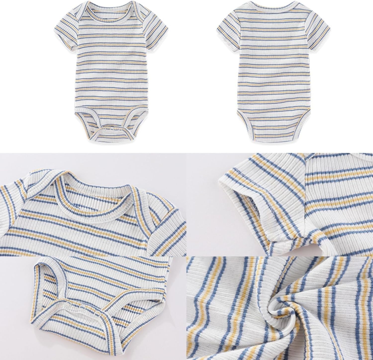 Four Seasons Baby Boy Girl Bodysuits 5-Pack Cotton Comfort Short Sleeve Baby Clothes Soft Infant Outfits