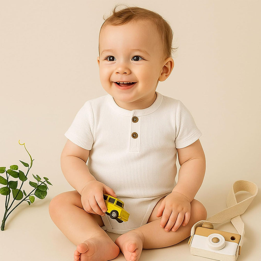 ROMPERINBOX Bamboo Onsies Baby Boy Short Sleeve 3 Pack Baby Bodysuit for Newborn Infant 0-24 Months, Viscose from Bamboo