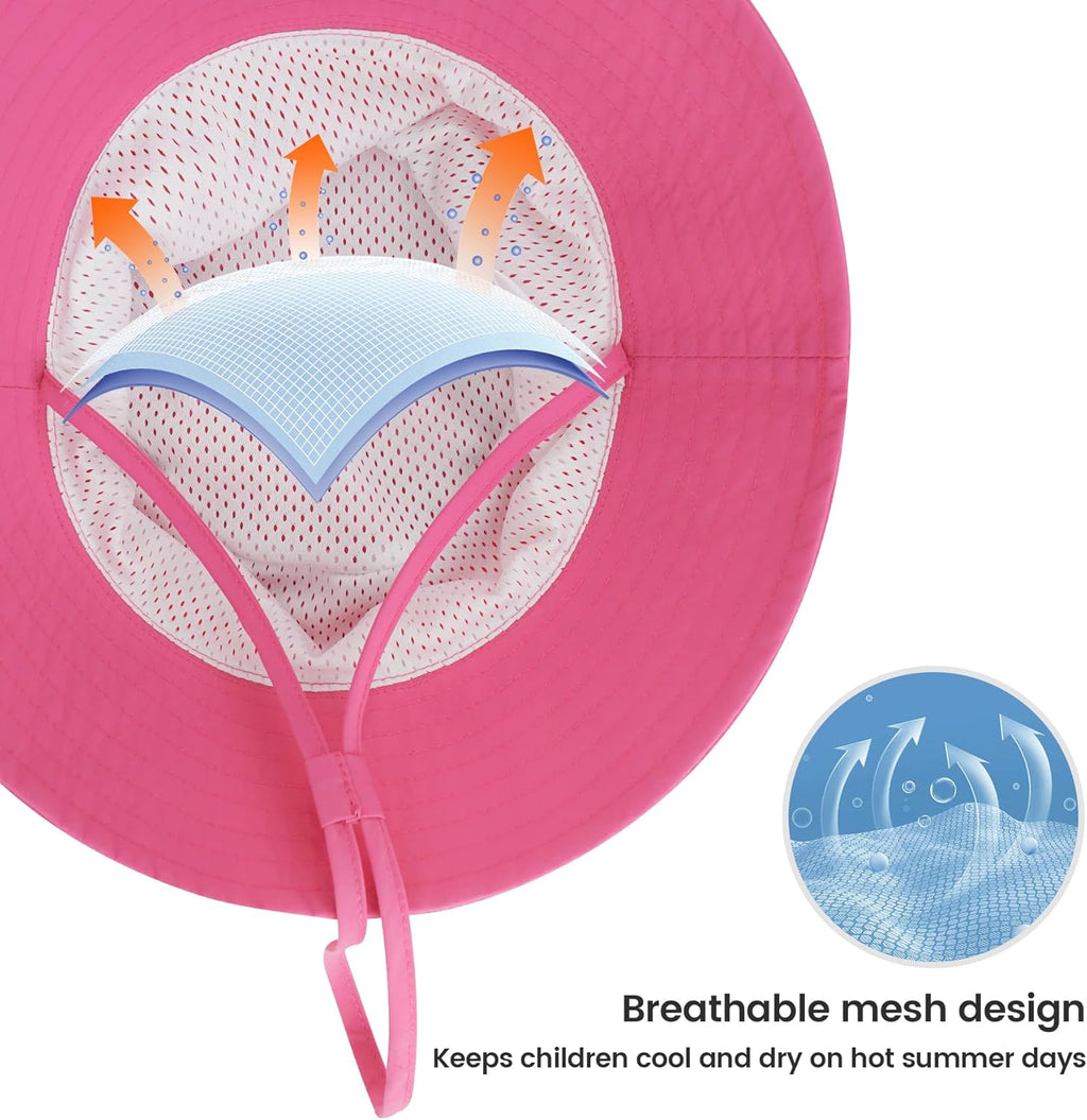 Baby Sun Hat 0-6 Years Toddler Boys Girls Adjustable Bucket Hats Kids Bucket Hats UPF 50+ Wide Brim Beach Swim Pool
