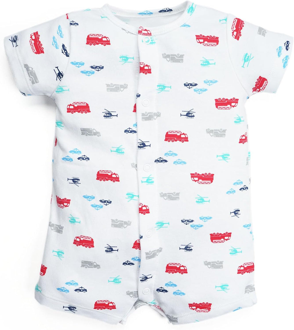 3-Pack 100% Cotton Baby Boy Rompers,0-24Months Short Sleeve Toddler Romper,Breathable Spring/Summer Clothes