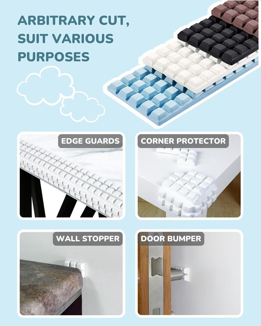 Baby Proofing Corners and Edges Guards Protectors Foam 3M Pre-Taped Bumper Furniture Covers Child Safety Protector for Table, Stair, Cabinet, Desk, 6.6ft (Black)