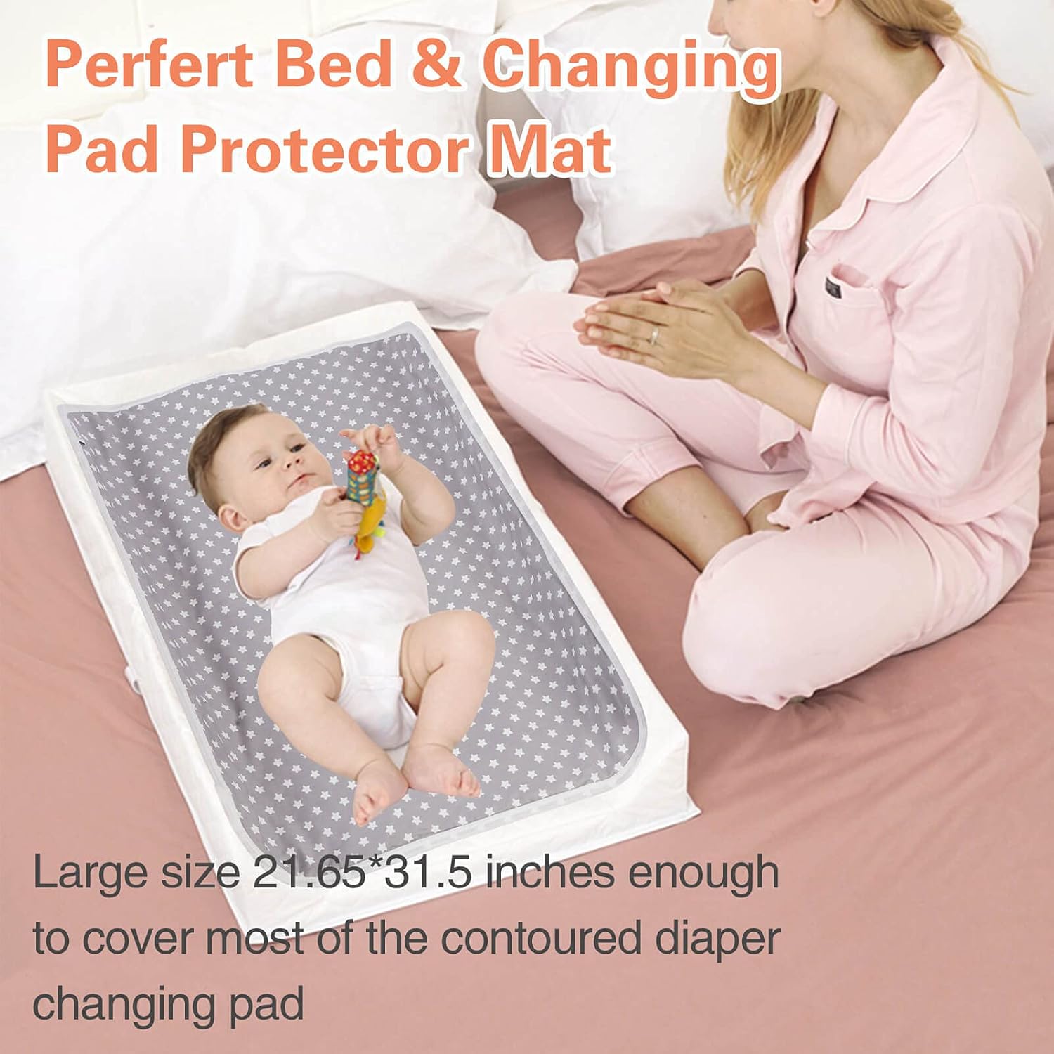 Baby Diaper Changing Pad, 21 5/8" x 31.5" Waterproof Changing Pad Liners - Reusable Soft and Absorbent Portable Changing Mat(Star1PCS)