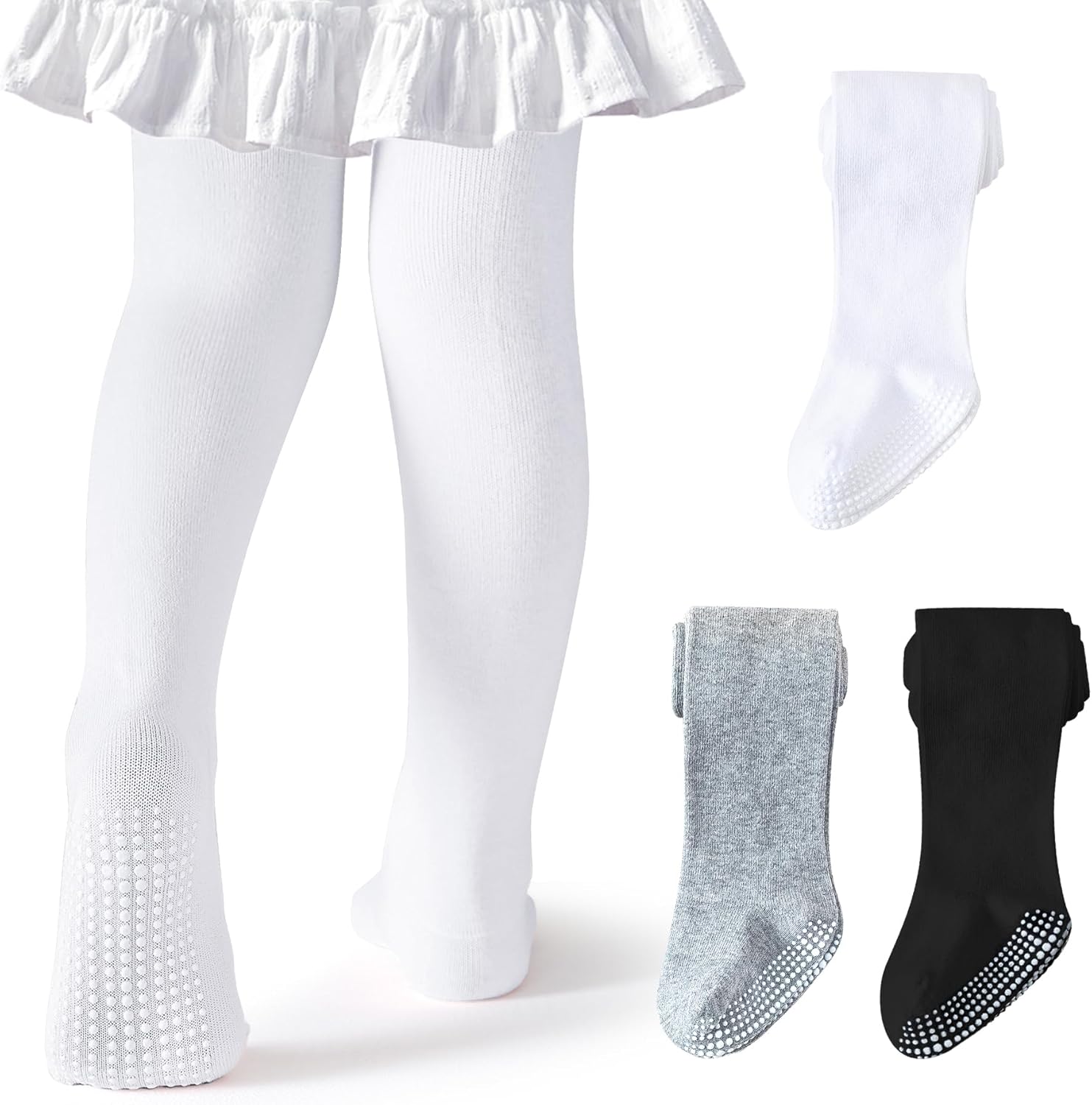 Baby Tights Non Slip Toddler Stockings Tights with Grippers Seamless Soft Cotton Knit Leggings Newborn