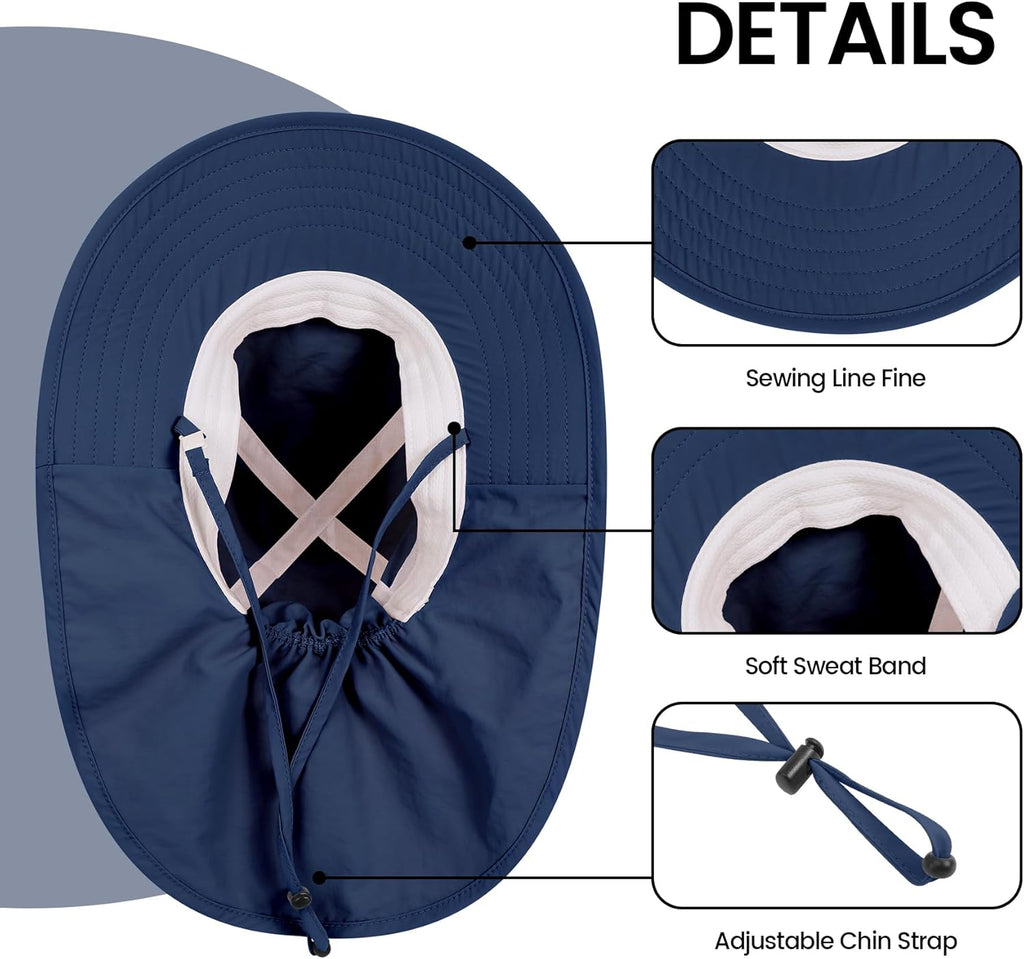 Baby Sun Hat with Neck Flap for Sun Protection Toddler Beach Hat UPF 50+ Outdoors 0-6 Years Boys Girls