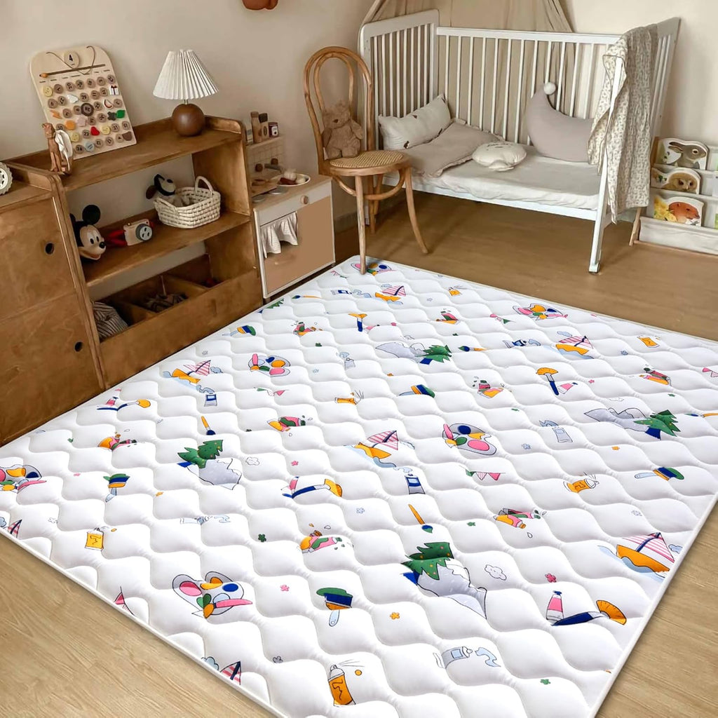 Vibe bear Baby Play Mat 79" X 71", Thicker Foam One-Piece Crawling Mat, Extra Large Anti- Slip Crawling Mat Activity Playmats for Babies,Toddlers, Infants, Play & Tummy Time Fun Childhood