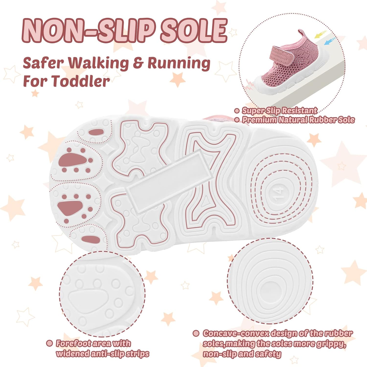 Baby Walking Shoes Toddler Girl Boy Soft Sole Breathable Mesh Slip on Summer Wide Shoes Infant Flexible Lightweight Non-Slip Safer Causal Tennis Shoes Toddler First Walkers Shoes Rubber Soles Outdoor