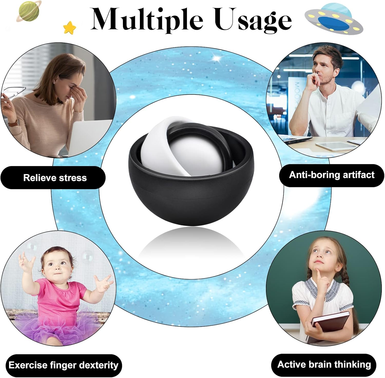 Fidget Toy for Adults, Fidget Gyro Toys, Gift Ideas Fidgets Gifts for Boys Girls Teens Kids, ADHD Autism Stress Relief Finger Toy Hand Fidget Spinner