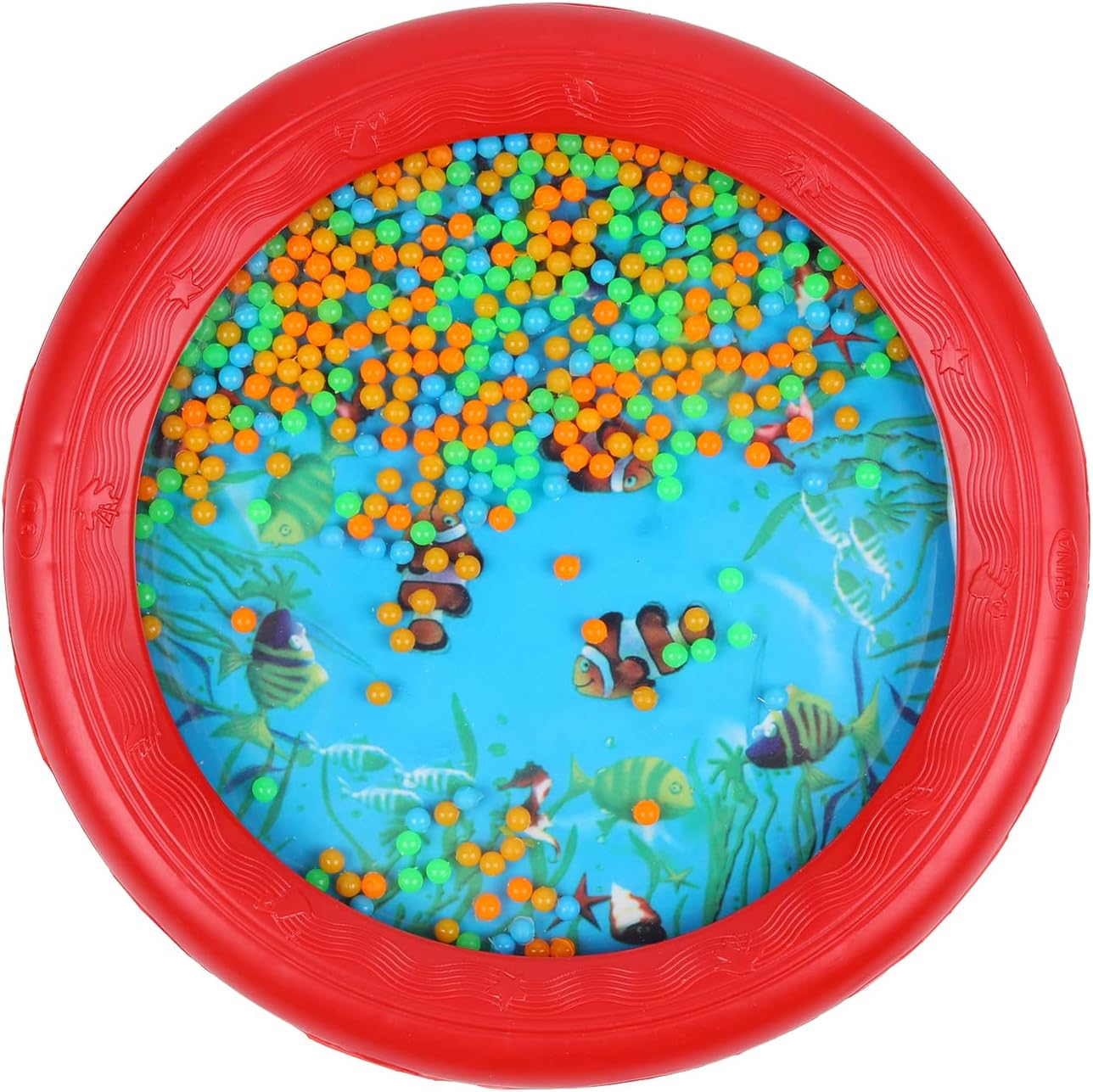 Musfunny Ocean Drum Wave Bead Drums Gentle Sea Sound Music Gift Musical Educational Sea Sound Drum Tool for Kid Child Baby (Red)