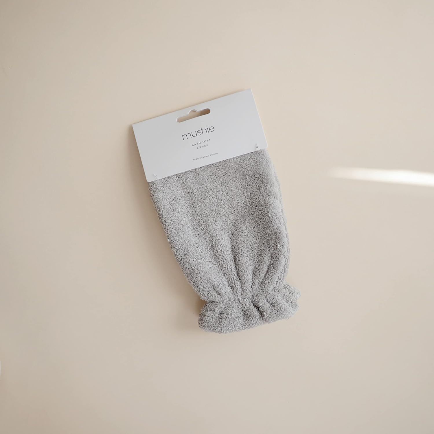 mushie Baby Bath Mitt | Organic Cotton | Pack of 2 (Gray)