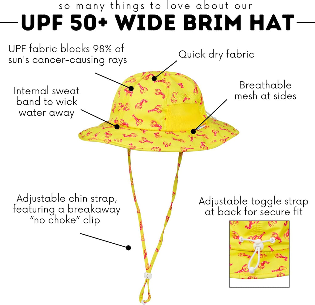 SwimZip Wide Brim Sun Hat | UPF 50+ Protection for Baby, Toddler, and Kids