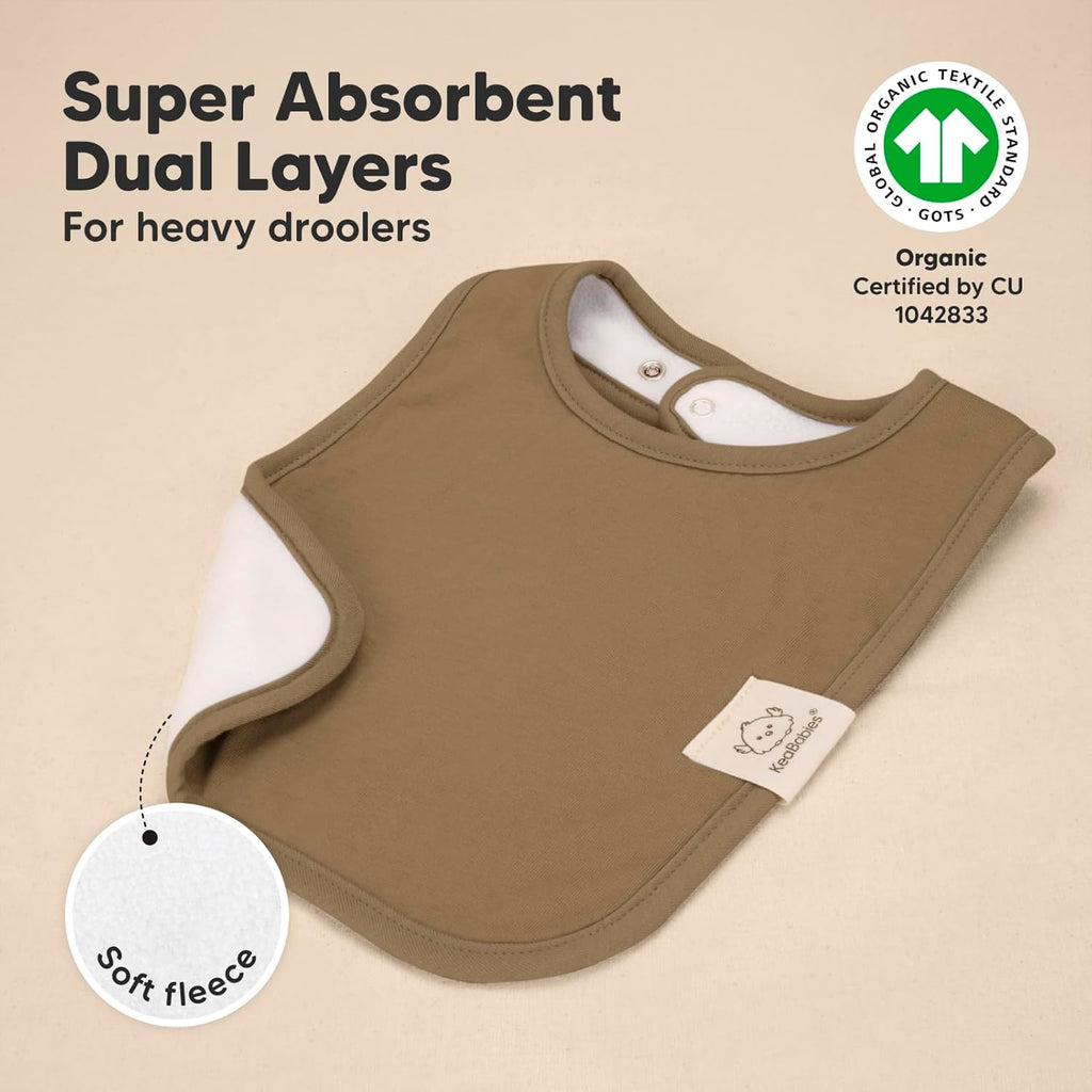 KeaBabies 8-Pack Organic Baby Bibs for Boys, Girls - Super Absorbent Cotton Drool Bibs for Baby Girl & Boy, Teething Toddler, Drooling Newborn, Ultra Soft & Machine Washable (Terracotta)