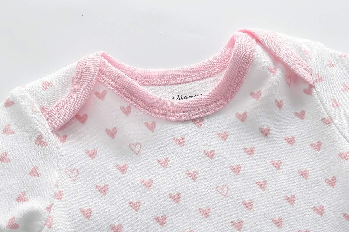 Kiddiezoom Baby Bodysuit Newborn Short Sleeve baby One-Piece Cotton 5-Pack baby clothes