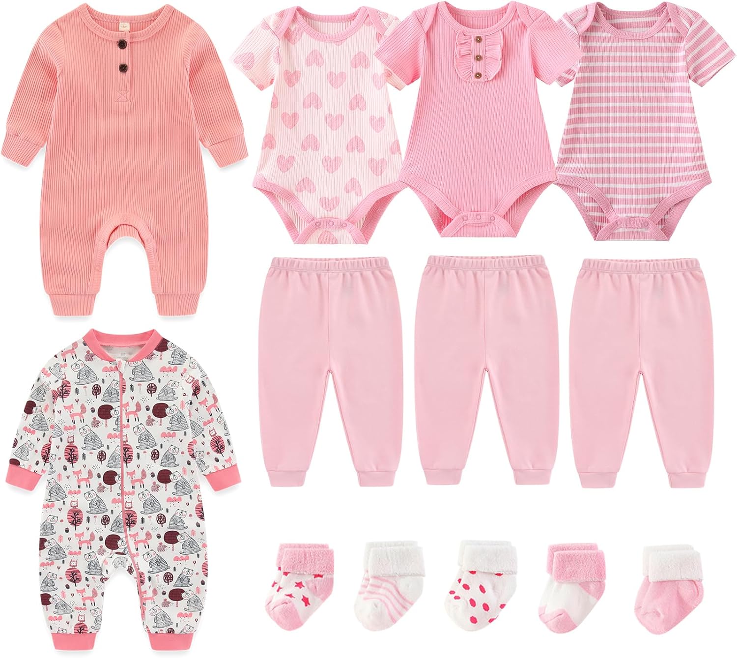 Baby Bodysuit and Pant Sets Ribbed Romper Soft Newborn Boy Girl Clothes Outfits Layette Gift Set