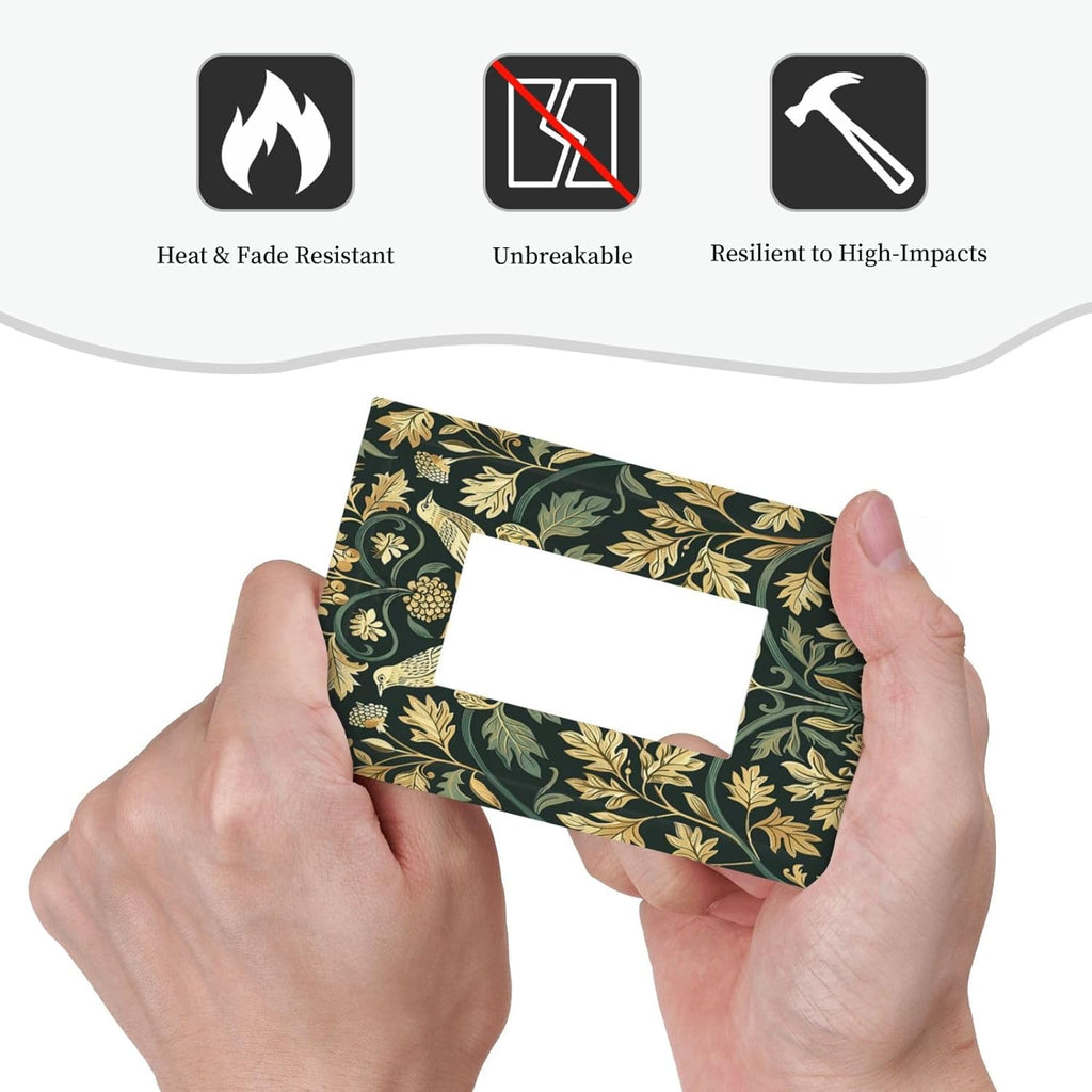 Decorative Outlet Covers William Morris Vintage Botanical Birds Golden Green Leaves 1 Gang Single Rocker Light Switch Cover Plate Wall Plates GFCI Faceplate for Bedroom Home Decor