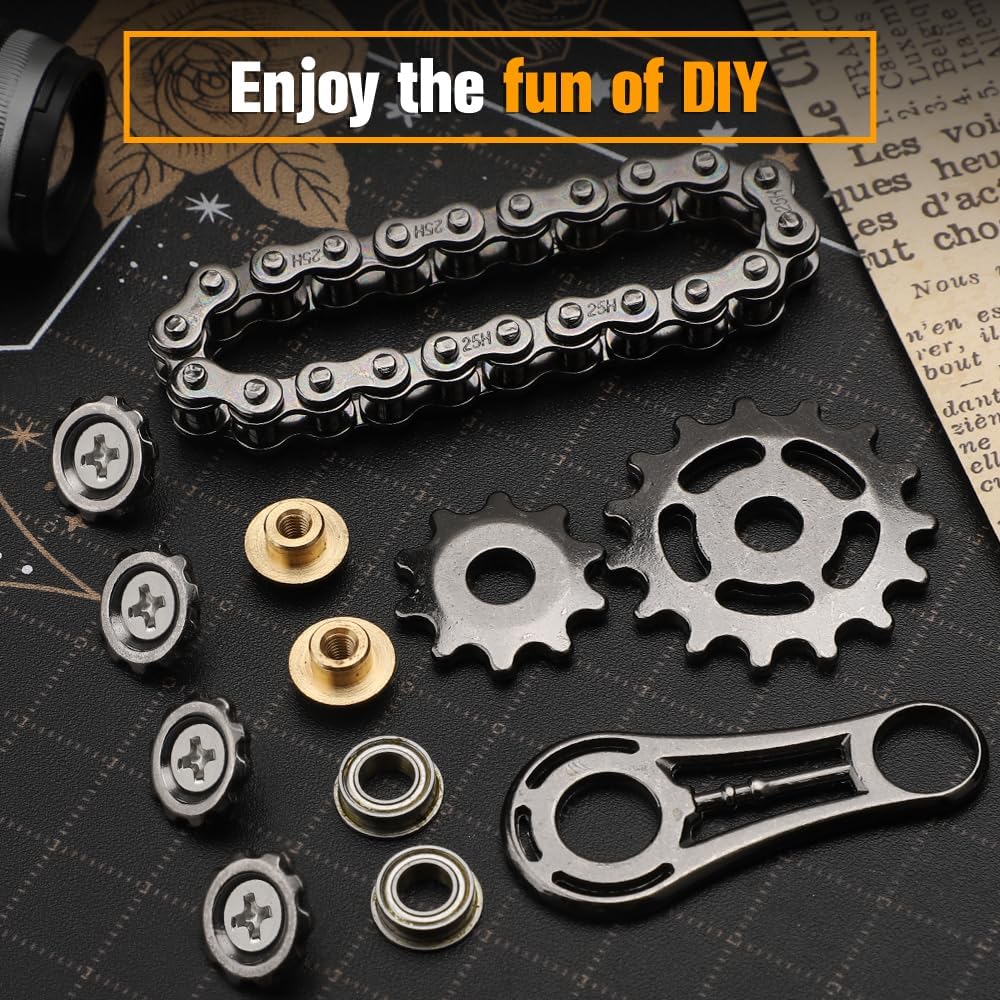 Cool Sprockets Fidget Chain, Hand Roller Toys for Kids Adults, Metal Transformable Sensory Bike Chain Gears, EDC Novelty Stress Relief Desk Office Easter Birthday Gift for Boys Girls Boyfriend Men