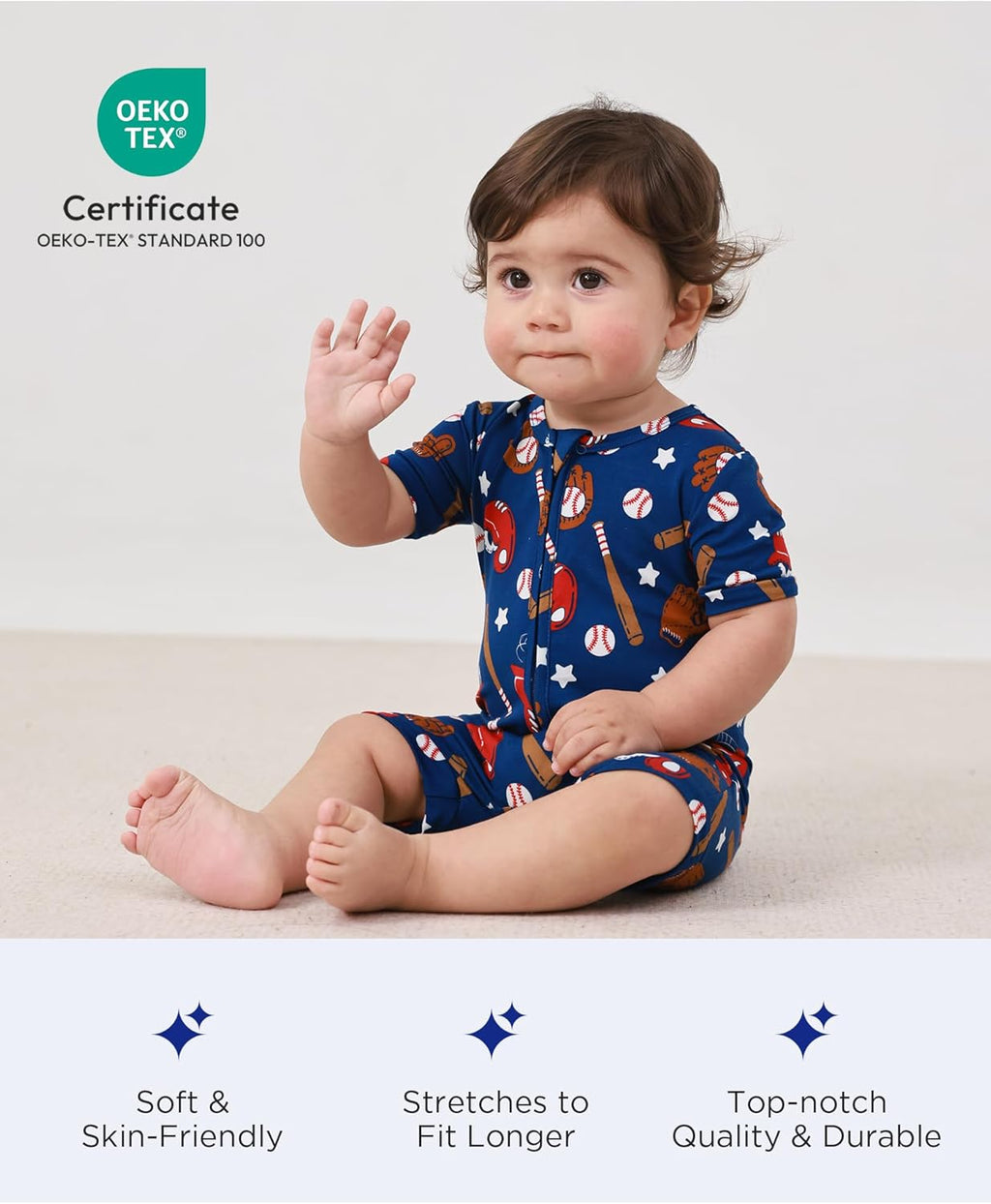 Baby Boys Bamboo Viscose Short Sleeve Romper Soft Comfy Infant Summer Jumpsuit