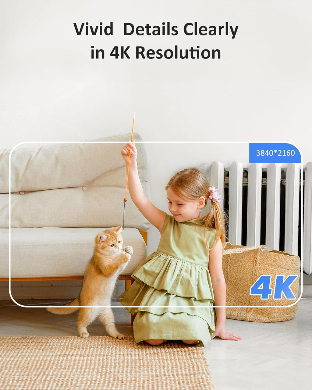 ANNKE 4K UHD House Cameras with Audio and Video, Crater Reno 2.4/5 GHz WiFi Pan & Tilt Camera, 8MP Night Vision, 2-Way Audio, Smart Human Detection, Ideal for Pet/Baby Monitor,Works with Alexa