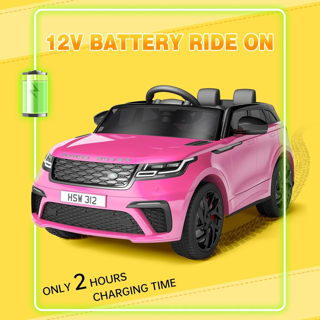 Hetoy Kids Ride On Car with Remote, Licensed Land Rover Kids Electric Car, Ride On Toys for Kids 3-8 with Mp3 Player, Rocking, Pull Rod, Pink