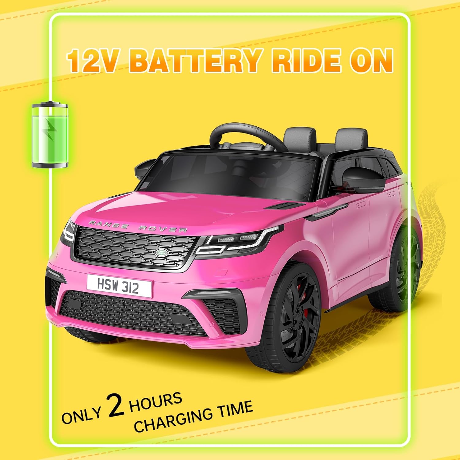 Hetoy Kids Ride On Car with Remote, Licensed Land Rover Kids Electric Car, Ride On Toys for Kids 3-8 with Mp3 Player, Rocking, Pull Rod, Pink