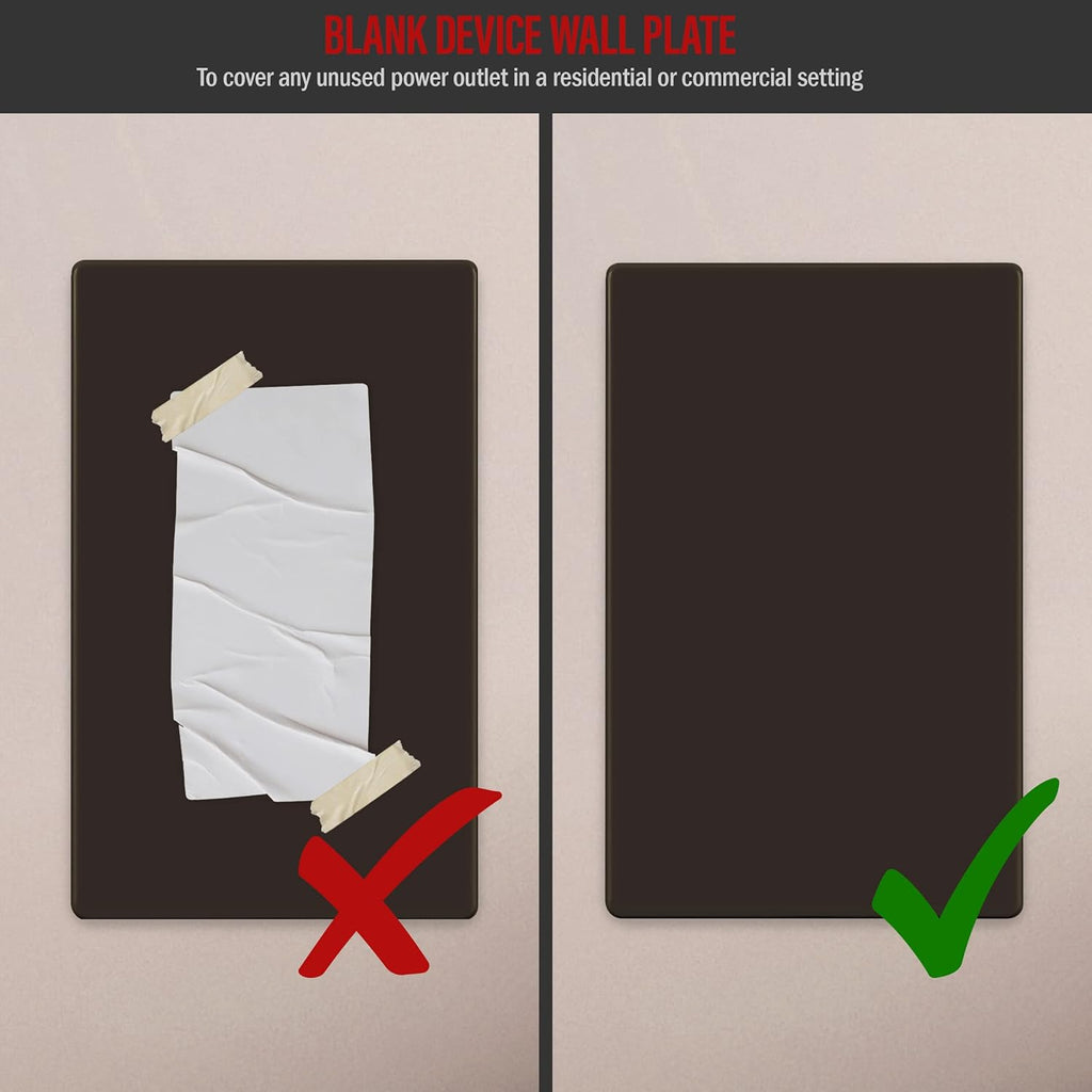 ENERLITES Screwless Blank Wall Plate, Child Safe Blank Device Outlet Cover, Standard Size, 1-Gang 4.68" x 2.93", Polycarbonate Thermoplastic, UL Listed, SI8801-BR, Glossy, Brown