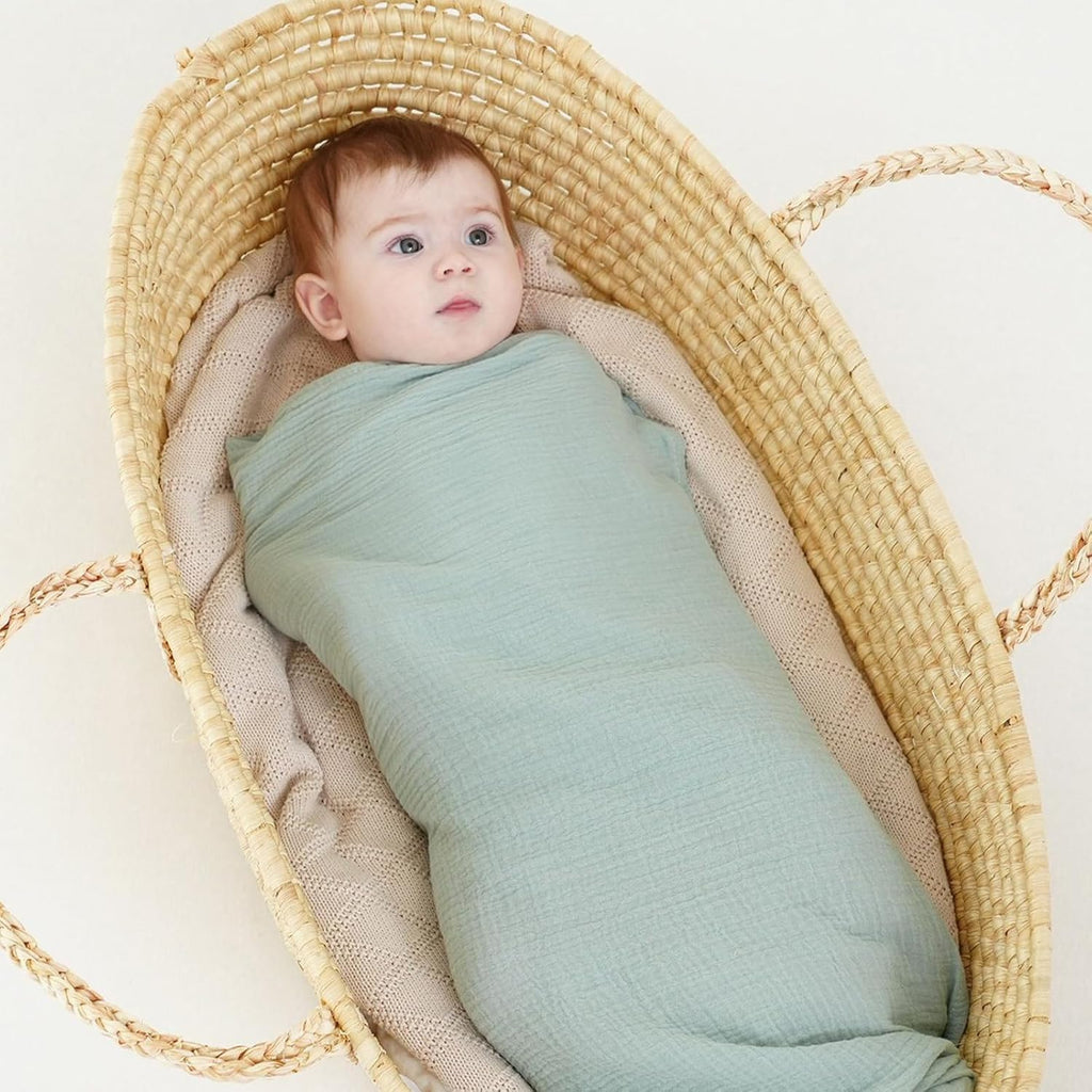 Muslin Swaddle Blankets for Newborns, 2 Pack 100% Cotton Receiving Blankets, Soft and Breathable Baby Swaddles, Large 40 x 40 Inches, Baby Essentials for Boys and Girls, Shower Gift