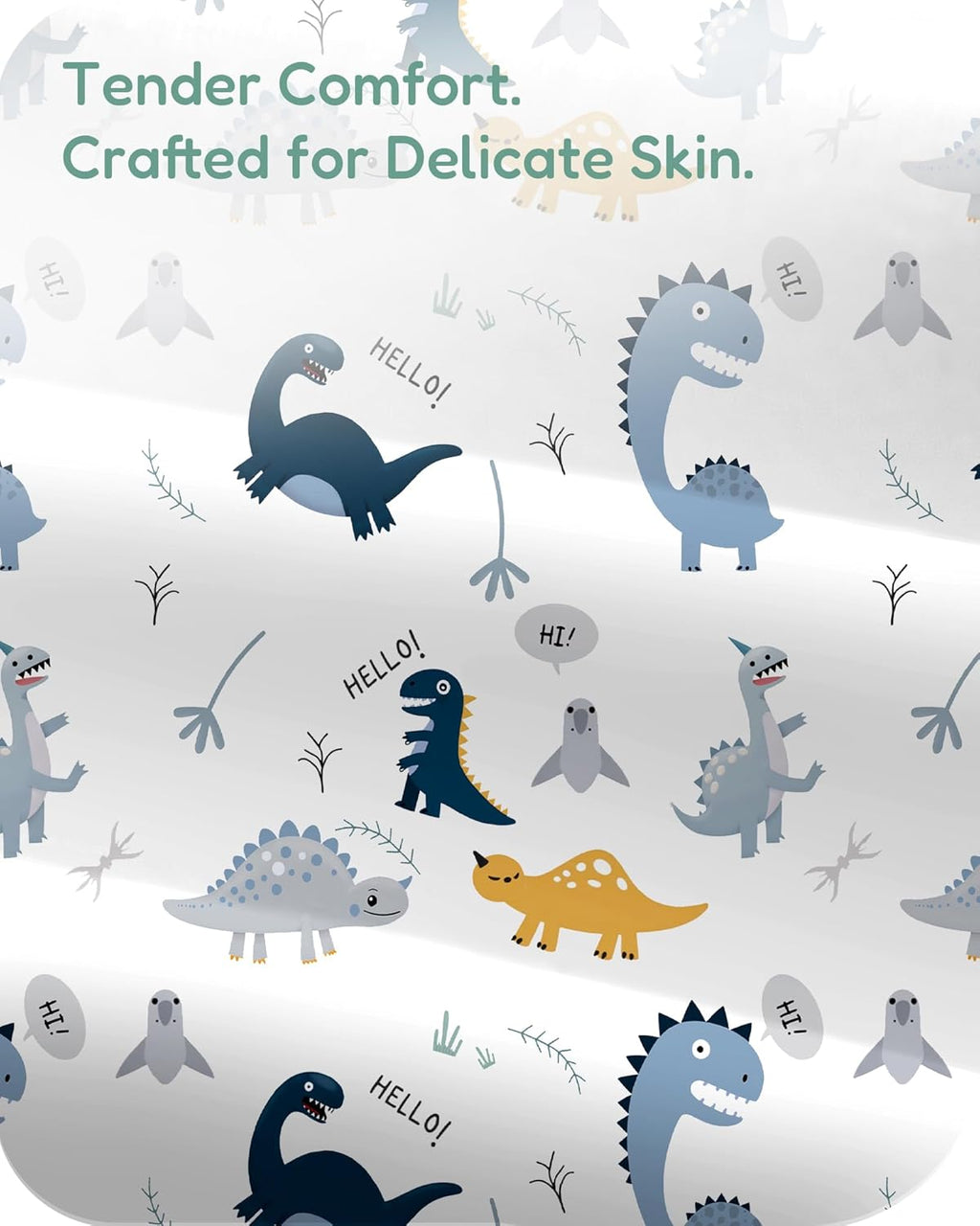 Baby Crib Sheets Boy Girl for Standard Crib Mattress - Dinosaur+Blue, Soft and Stretchy, Snug and Cozy, Fits 28''x52''x9'' Extra Deep Pocket