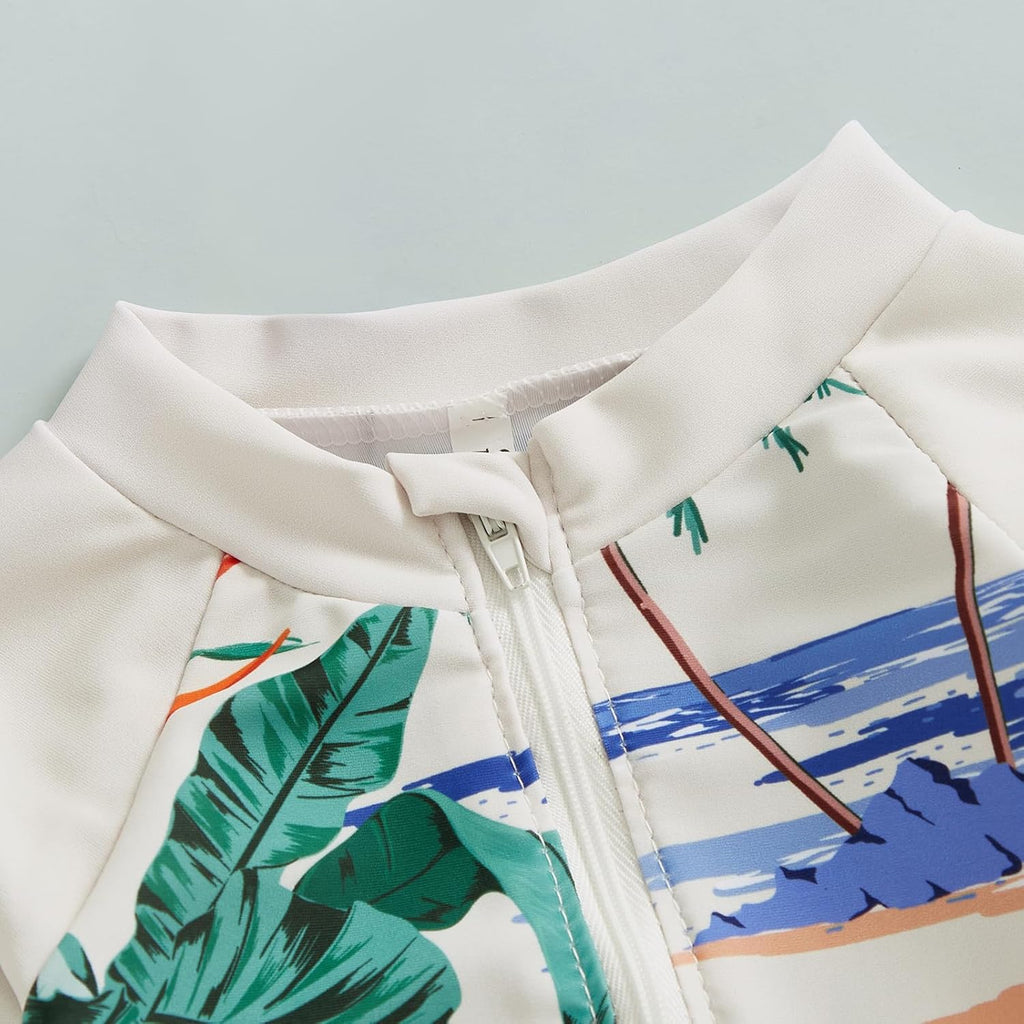 Hnyenmcko Baby/Toddler Boy Rash Guard Swimsuit Long Sleeve One Piece Zipper Swimwear Sunsuit Infant Bathing Suit Beachwear