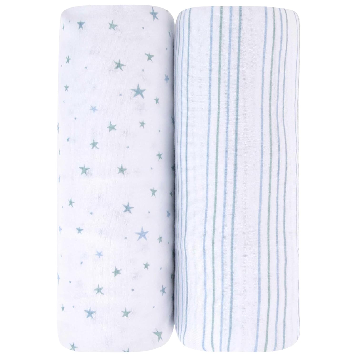 Changing Pad Cover 2 Pack - Baby Cradle Sheet with 100% Jersey Cotton - Changing Pad Covers for Boys, Newborn Essentials (Blue Stars & Stripes)