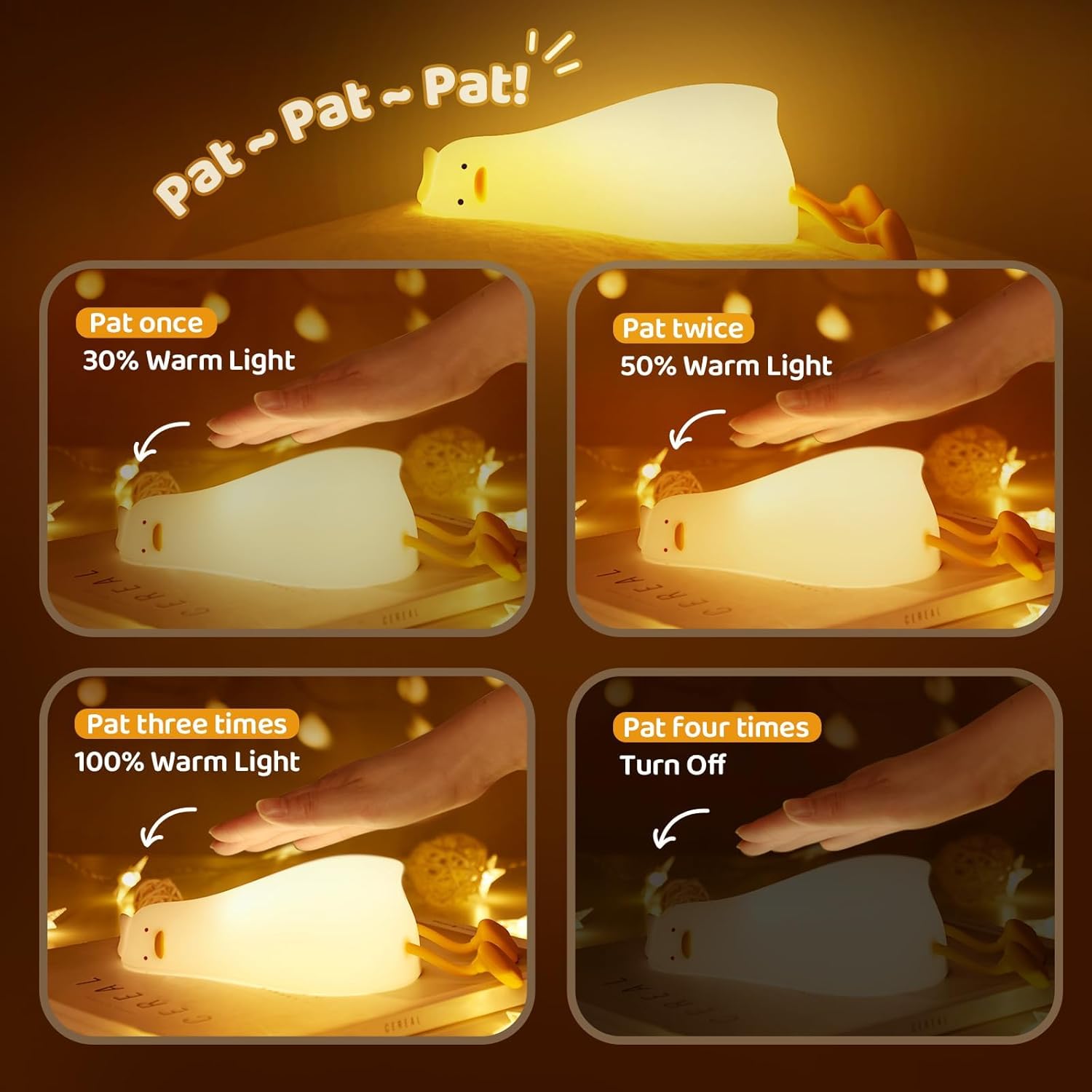 Existential Crisis Duck Lamp - 3-Level Dimmable Rechargeable Night Light for Kids Breastfeeding & Nursery | Silicone, Touch Control & Lying Flat Design, Toddler Room Safe (Ducky Lay Lamp)