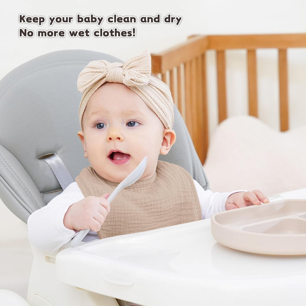 Susurration Muslin Baby Bibs 8 Pack Bandana Drool Bibs, Soft Square Adjustable Baby Drooling Bibs for Unisex Girls & Boys