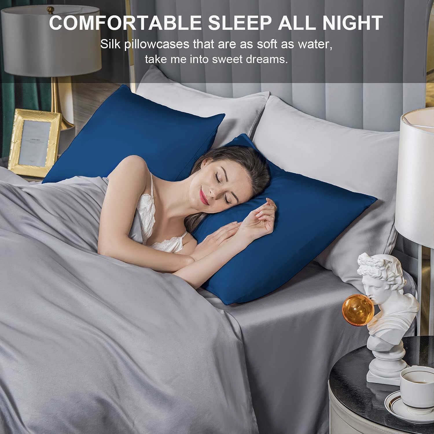 Mulberry Silk Pillowcase for Hair and Skin,Toddler Size Kids Silk Pillow Case with Hidden Zipper,Allergen Proof Dual Sides Soft Breathable Smooth Silk Pillow Cover(Toddler,Gem Blue)