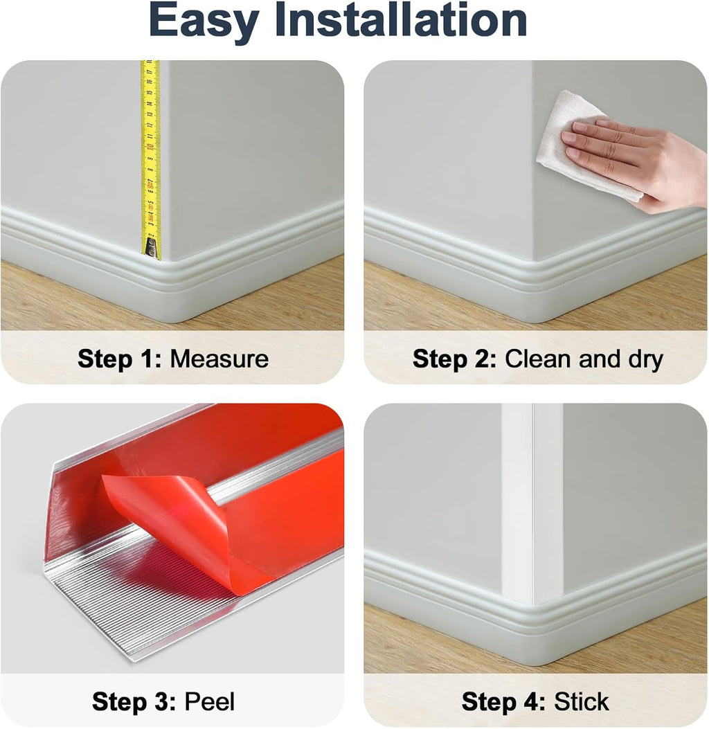 4PCS 45" Aluminum Metal Corner Protectors, Self Adhesive Corner Guards, Metal Wall Edge Protector Strip, Furniture Corner Protectors, Wall Cabinet Baseboard Decoration 45" x 1" (Silver)