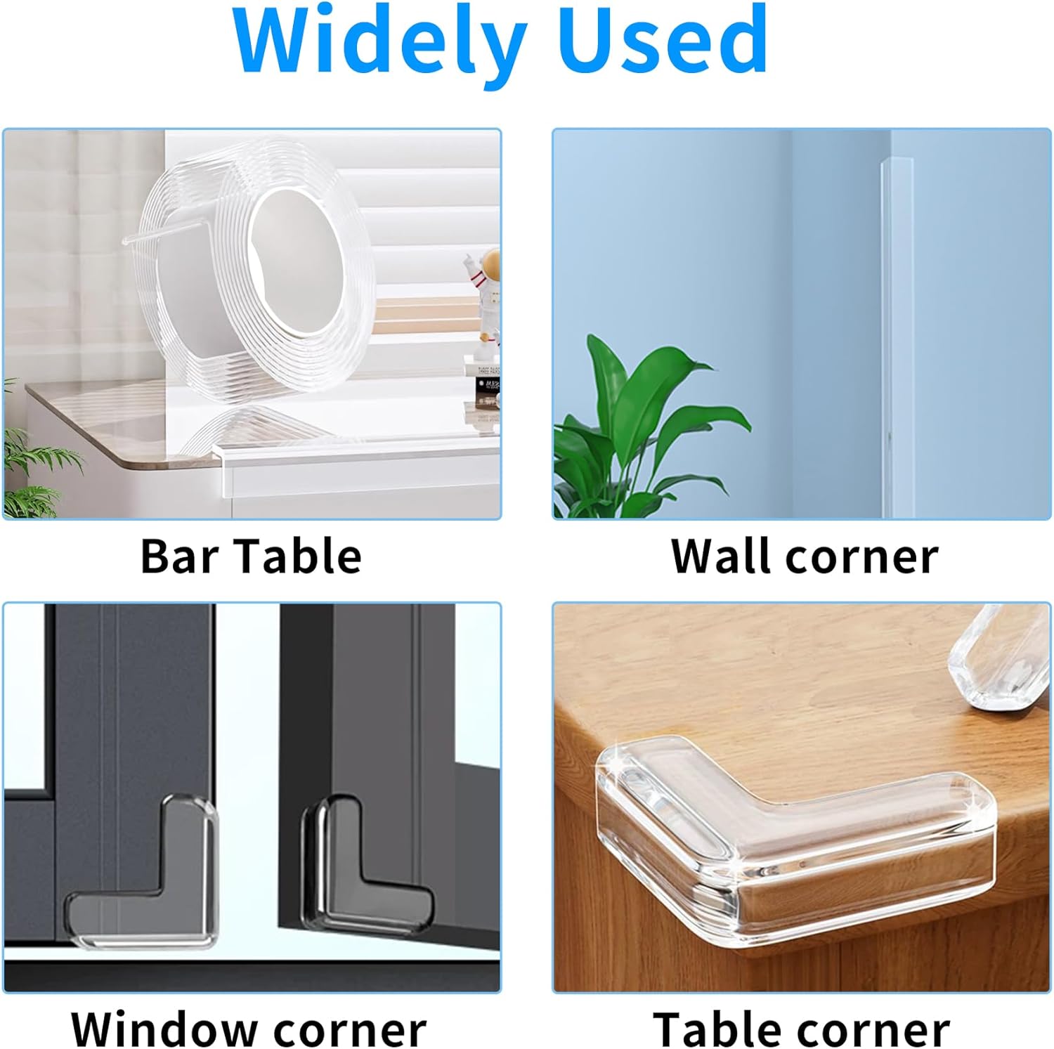 0.8 in x 16.4 FT,Edge Corner Protector Baby Proofing with 6 Corners,Soft Clear Furniture Table Corner Guard & Edge Safety Cabinet Door Bumper,Crib Bumpers,Window Sill Protector,Wall Protector
