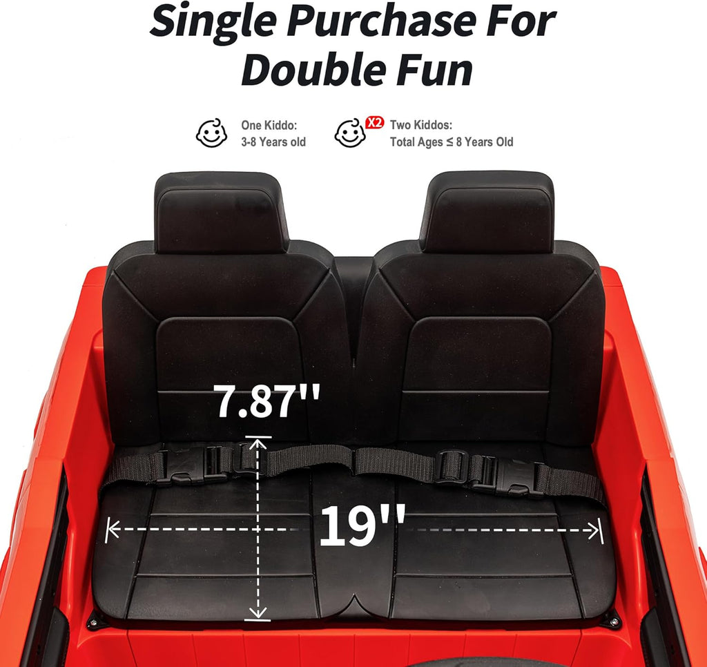 12V 7Ah Electric Fire Truck Ride-On Toy for Big Kids, 2 Seater Kids Ride on Car SUV w/Remote Control, Bluetooth - Red