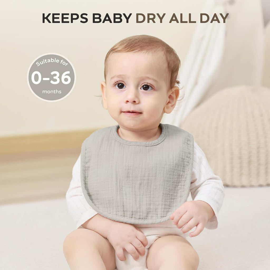 JELLYMONI 8 Pack Muslin Drool Bibs for Babies - Soft Adjustable Bandana Bib with Snaps, Absorbent Unisex Teething Bib for Newborn Girls & Boys