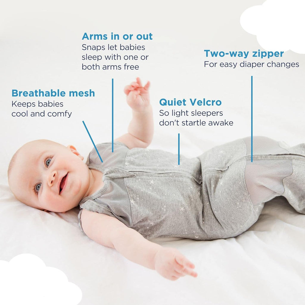 Happiest Baby Sleepea 5-Second Swaddle - 100% Organic Cotton Baby Swaddle Blanket - Doctor Designed Promotes Healthy Hip Development (Tie Dye Rainbow, Medium)