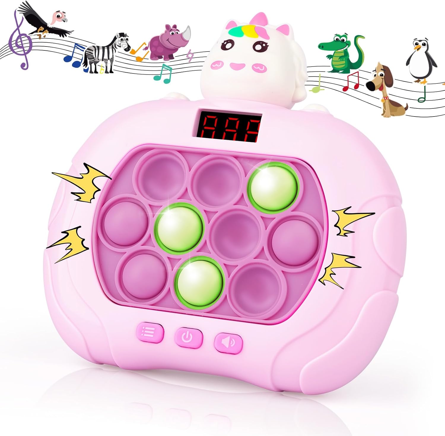 Fast Push Game Pop Fidget Toy for Kids, Quick Push Bubble Game 6 Modes Handheld Puzzle Game Sensory Toy with LED Screen Pop It Game Light Up Fidget Toy Gift for 3 to 12 Year Old Girls Boys