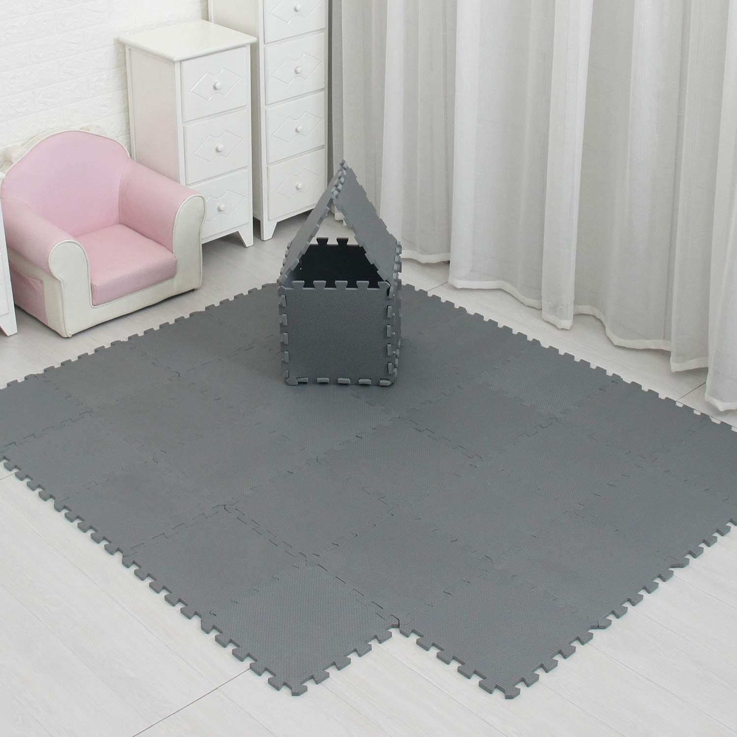 MQIAOHAM® 18 Pieces Puzzle Play Mats, Soft Baby Play Mat, Kids Interlocking Foam Floor Tiles, Toddlers Carpet Playmats G301018-112