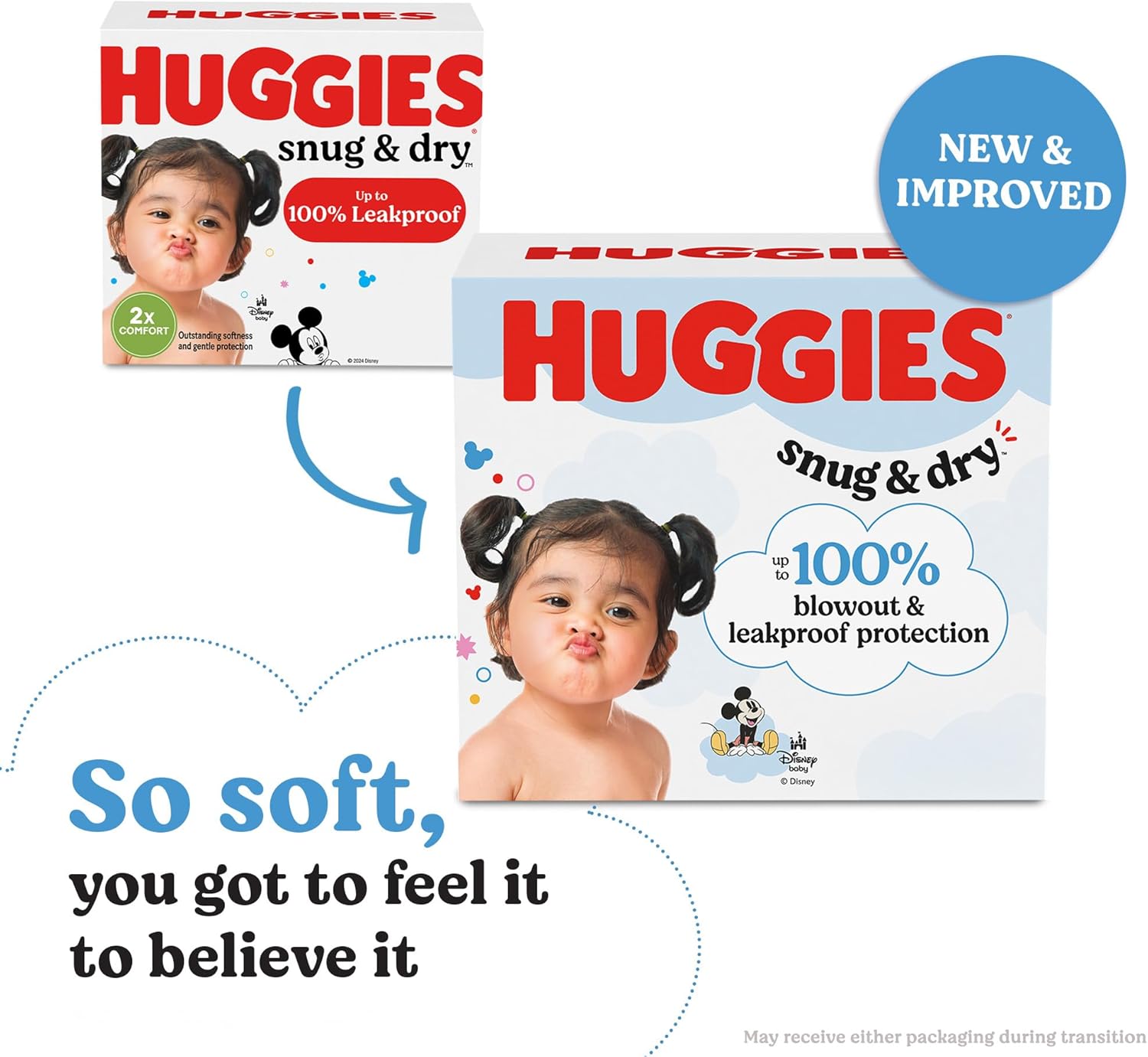 Huggies Size 8 Diapers, Snug & Dry Baby Diapers, Size 8 (46+ lbs), 96 Count (2 Packs of 48), Packaging May Vary