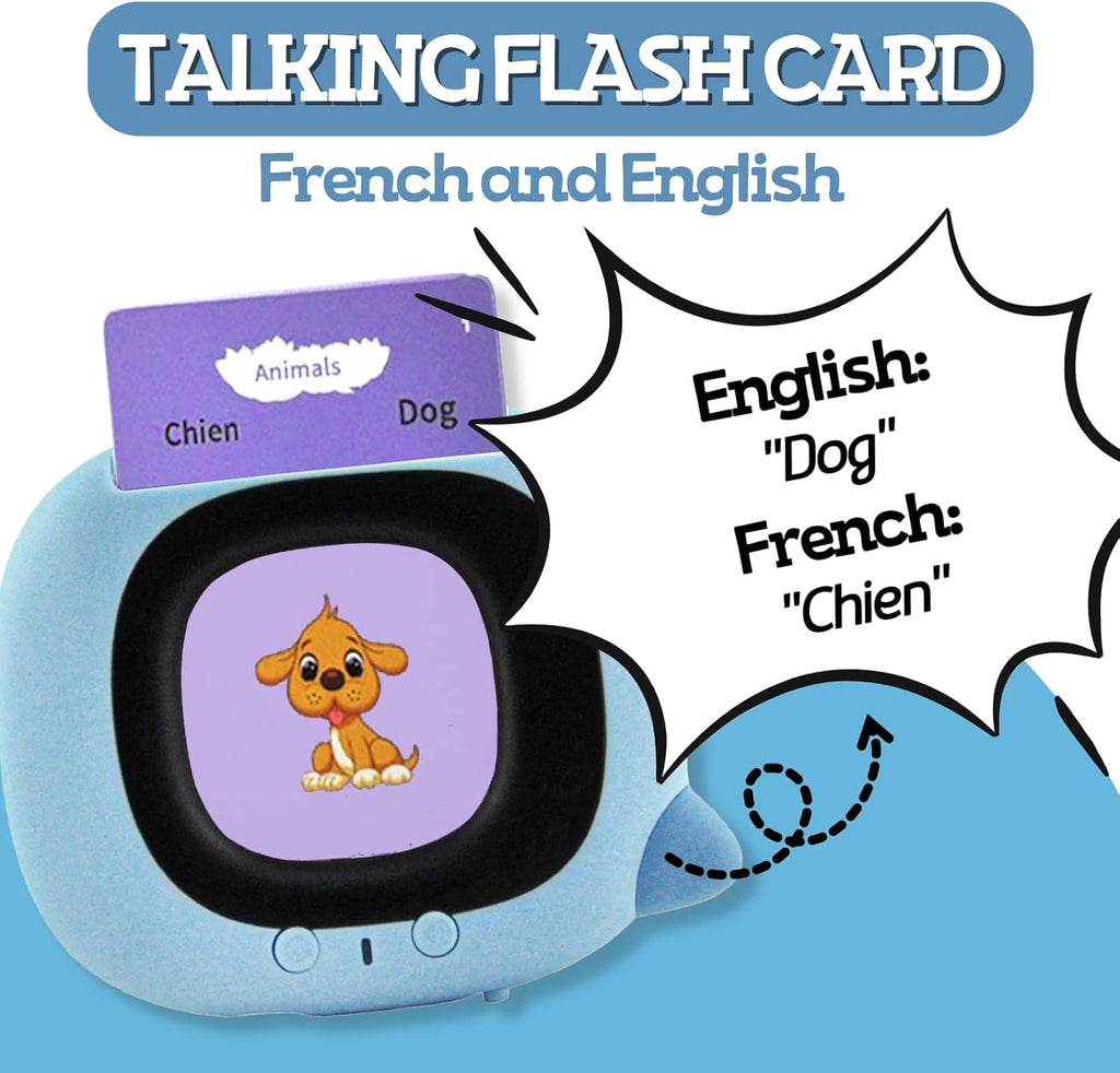 ZEENKIND French & English Talking Flash Cards with 224 Sight Words for Toddlers 2 3 4 5 6 Years Old, Learn French for Kids, Audio Pocket Speech Early Learning Bilingual Flashcard Toys, 112 Cards