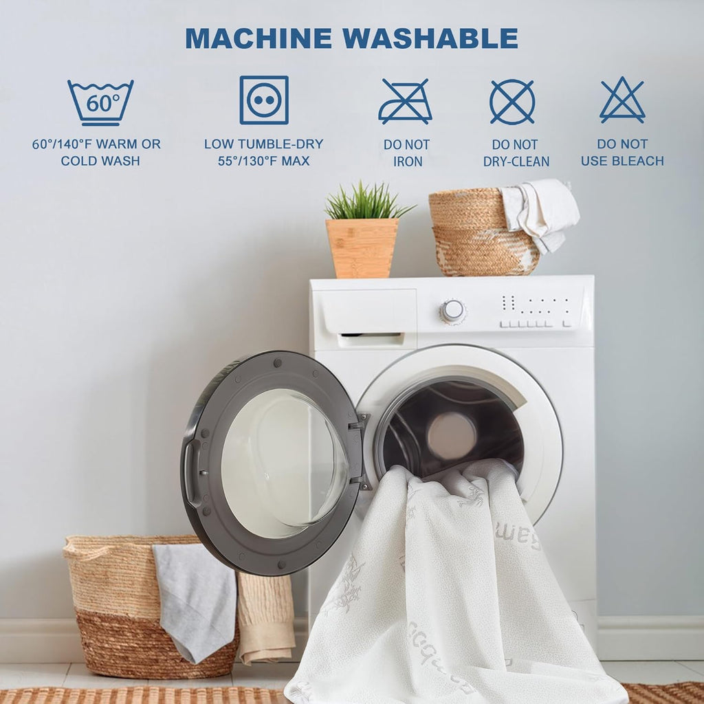 Waterproof Queen Size Mattress Protector, Mattress Pad Fitted 6"-18" Deep Pocket, 3D Air Fabric Bed Mattress Cover Noiseless Washable for Bedroom, Hotel