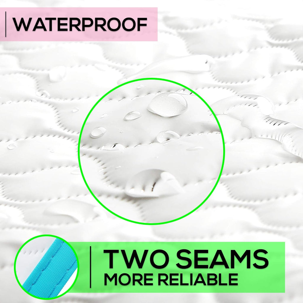 Baby Diaper Changing Mat - 31,5 x 25,5 inch Waterproof Portable Travel Changing Pad - Wipable Liners for Newborn Todlers Kids - Foldable Large Baby Nappy Changer Mat (White w/Turquoise Changing mat)