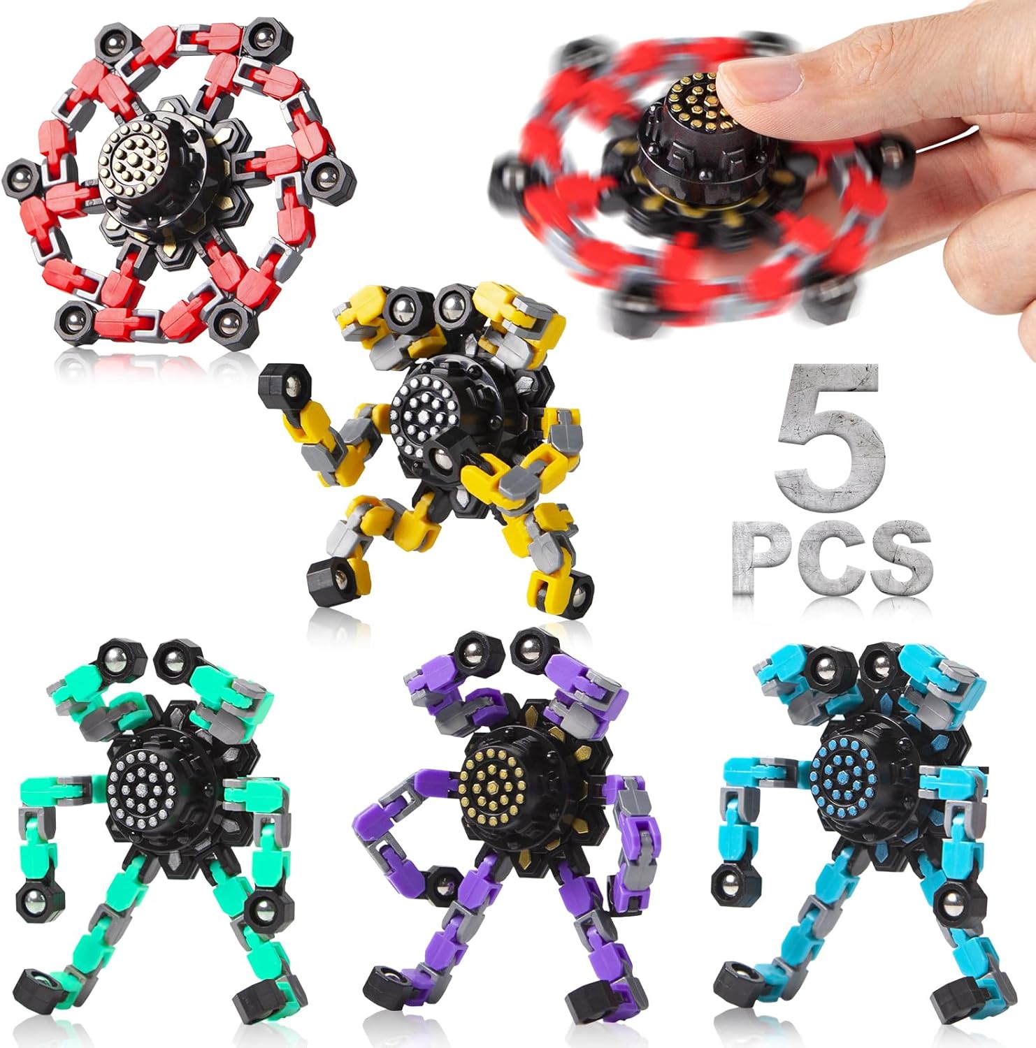 Gokeey Transformable Fidget Spinners for Kids and Adults Stress Relief Sensory Toys for Boys and Girls Fingertip Gyros for ADHD Autism for Kids
