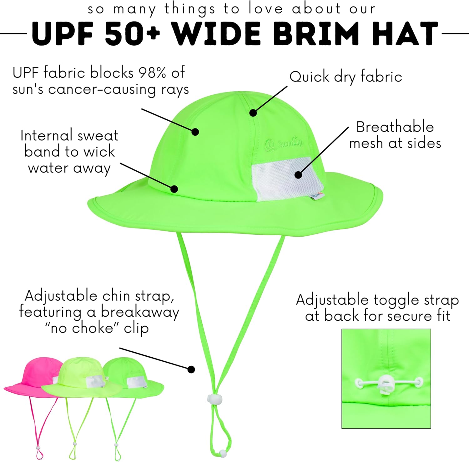 SwimZip Wide Brim Sun Hat | UPF 50+ Protection for Baby, Toddler, and Kids