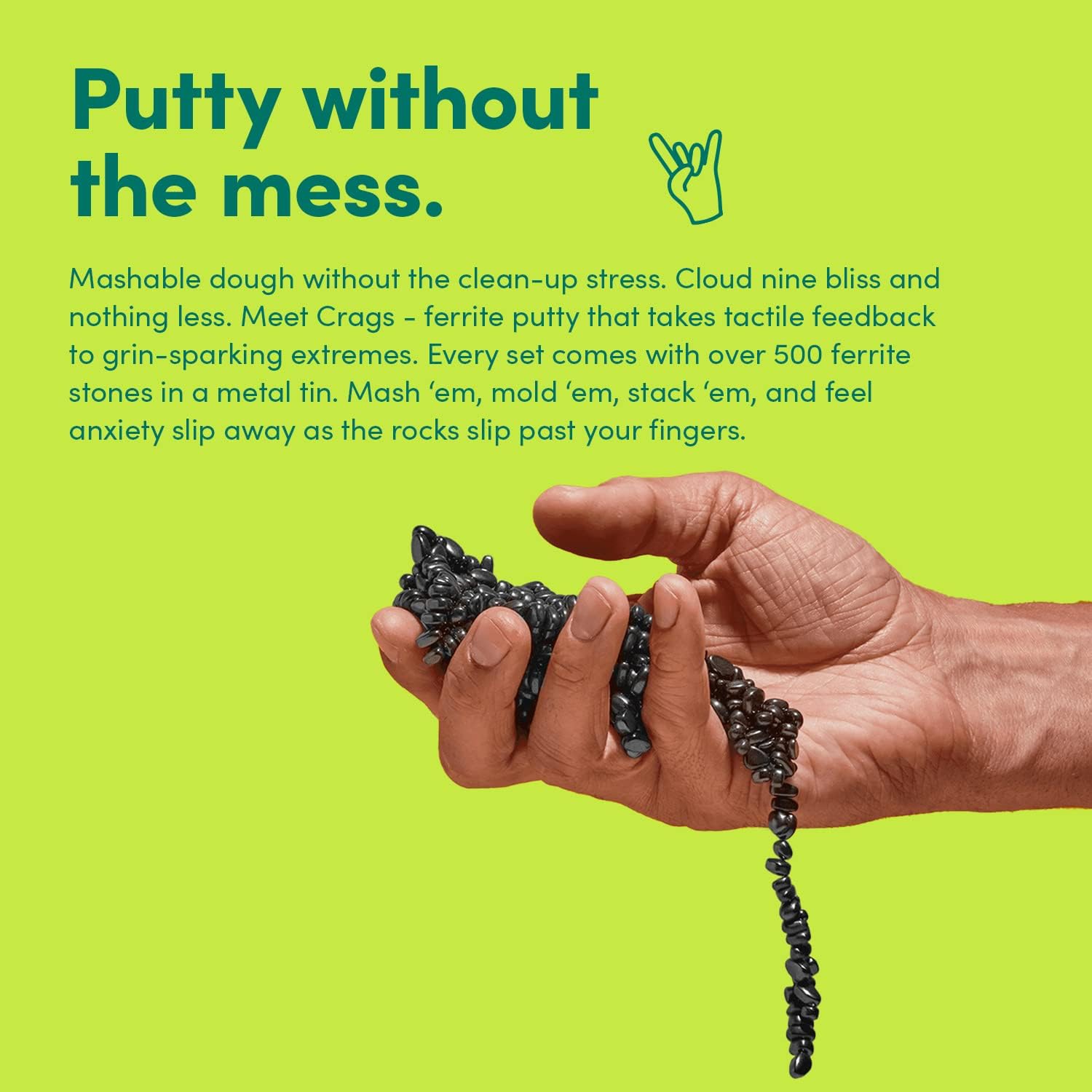 Speks Crags Ferrite Putty | Over 1,000 Smooth Ferrite Stones in a Metal Tin | Fun Quiet Fidget Toys for Adults and ADHD Desk Toys for Office | White, Large