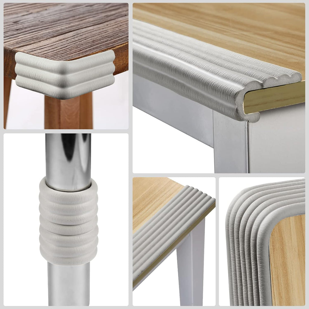 Baby Proofing Edge Corner Protector, 16.4 ft Edge Guards Padding with 3M Adhesive, Extra-Wide Soft Rubber Foam Padding, Furniture,Sharp Edge Safety Corner Edge Bumper Guard-Gray