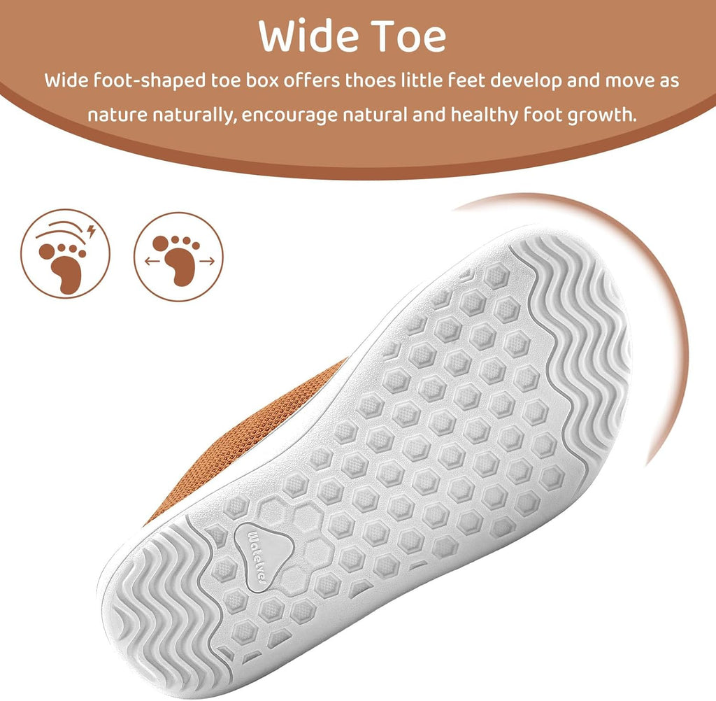 WateLves Toddler Little Kids Wide Barefoot Shoes The First Walking Shoes Girls Boys Breathable Zero Drop Minimalist Sneakers with Wide Toe Box Natural to Grow