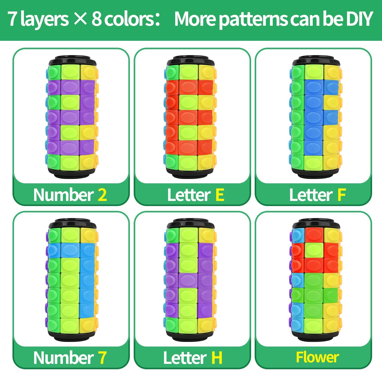 Rotate and Slide Puzzle, Finger Spinner Puzzle, Fidget Toys, Decompression Toy, 8 Colors,7 Layers, Educational Sensory Toy for Kids Adults (8 Colors X 7 Layers)