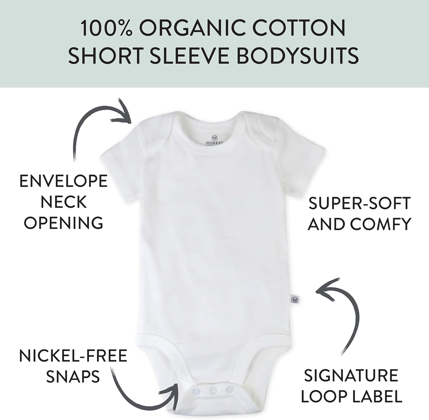 HonestBaby unisex-baby 10-pack Short Sleeve Bodysuits One-piece 100% Organic Cotton for Infant Baby Boys, Girls